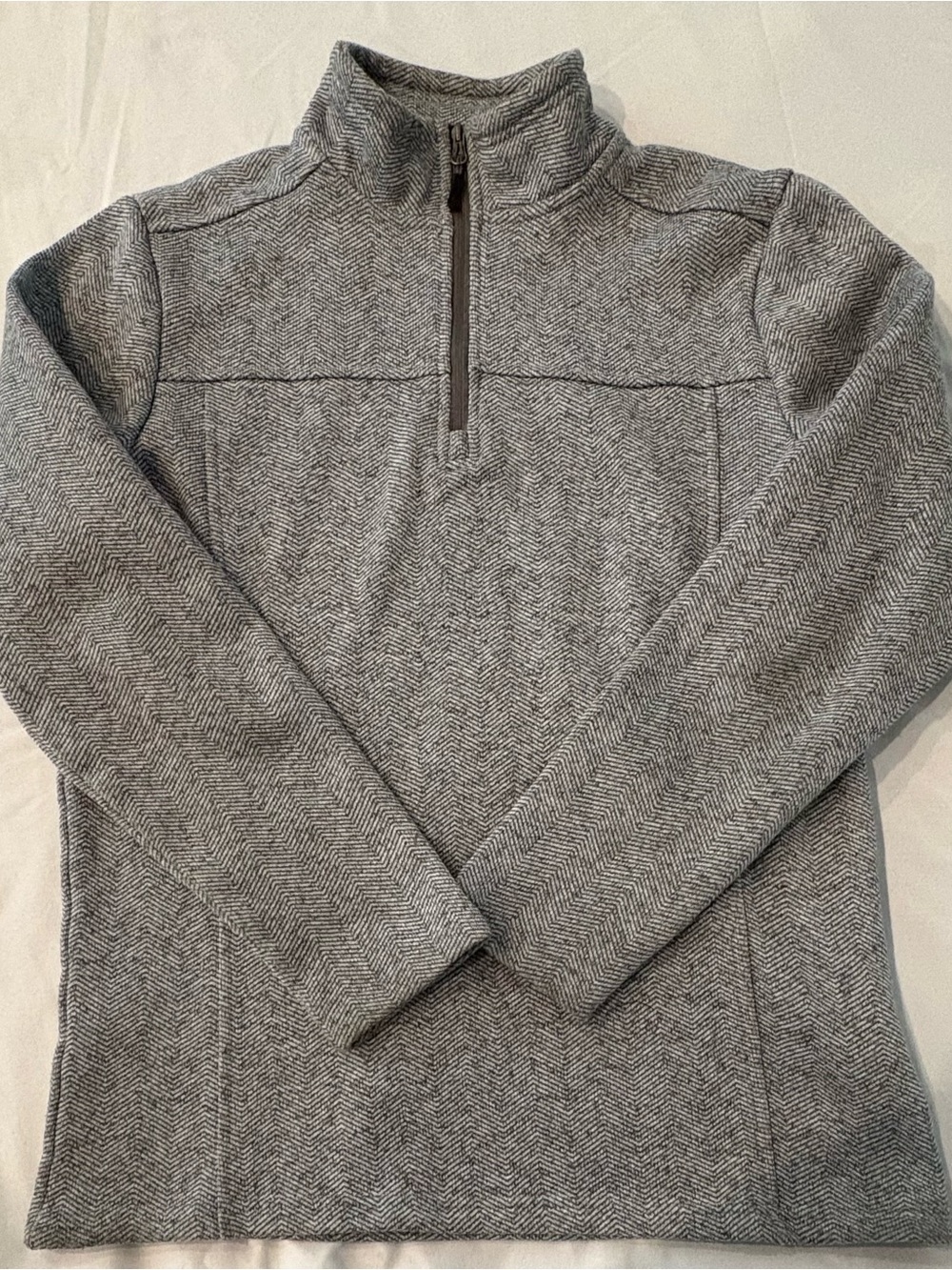 Men's Gray Herringbone Quarter-Zip Sweater